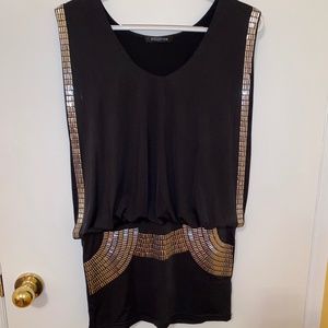 Solution Black Mini Dress With Silver Detail